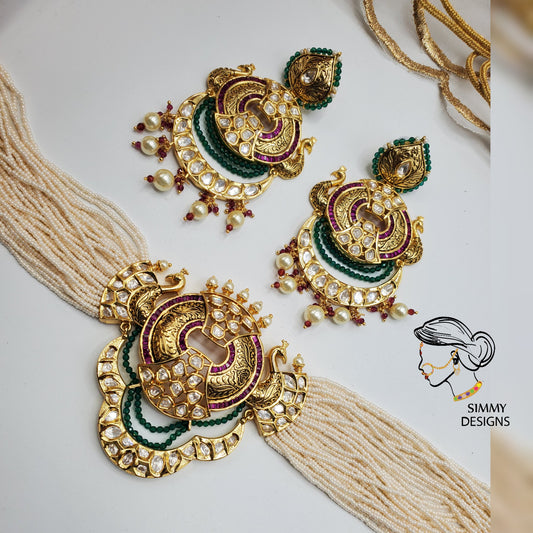 Roohi gold plated kundan set