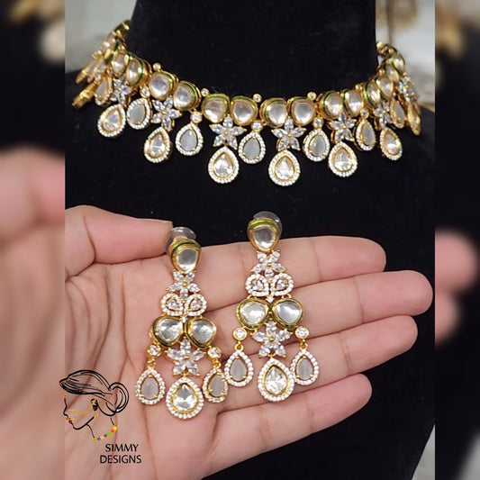 Pareesa gold plated kundan set