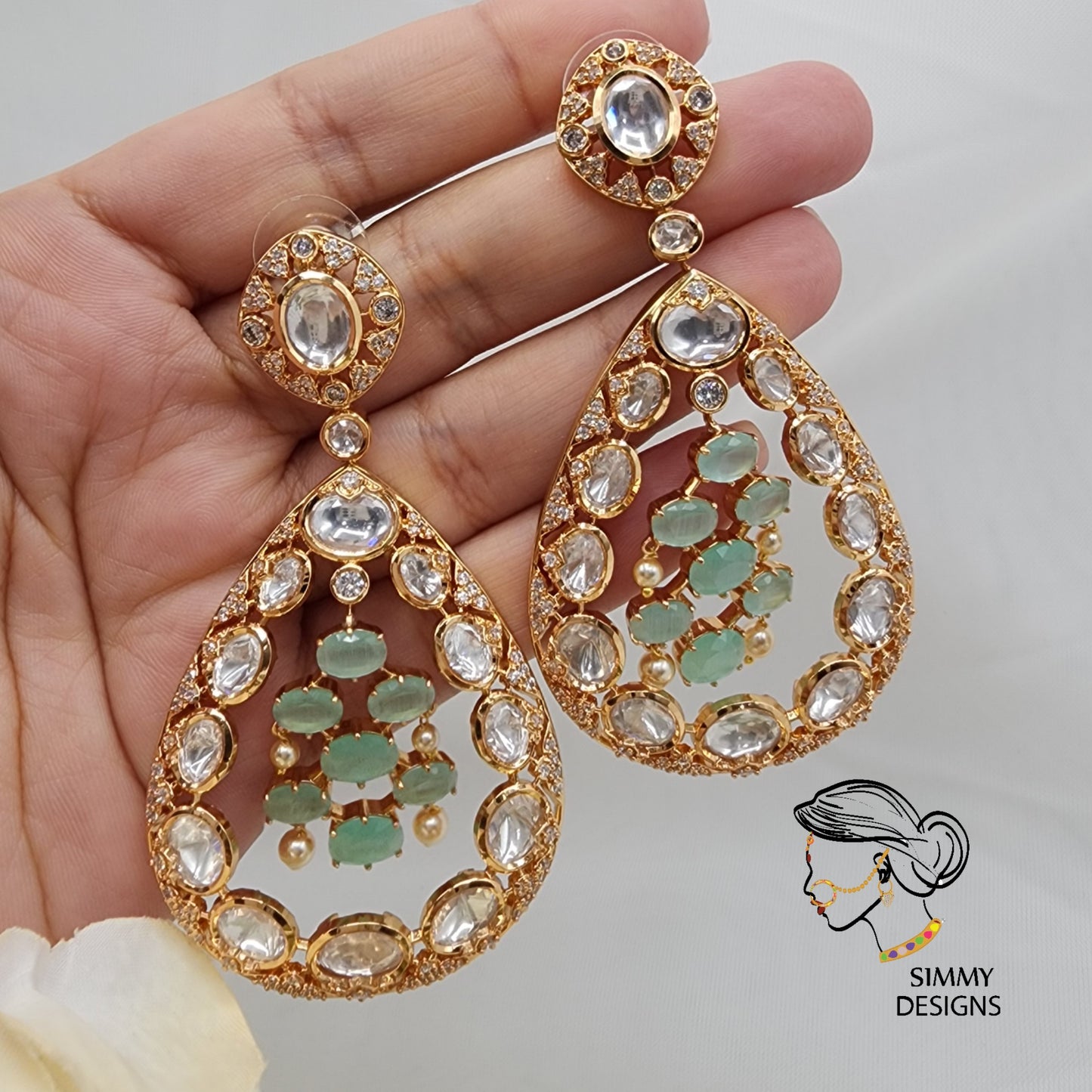 Ridha gold plated kundan Earings(many colors)