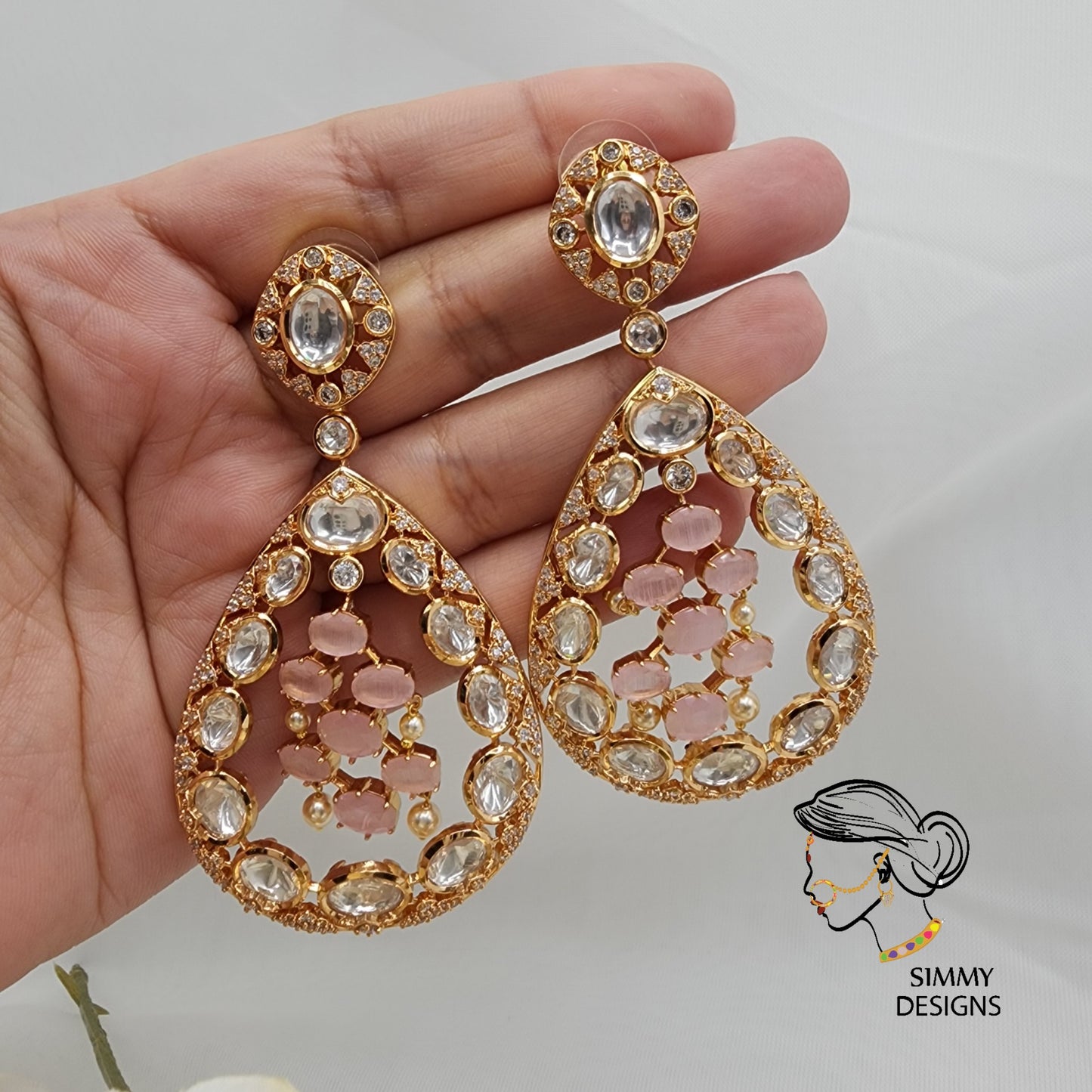 Ridha gold plated kundan Earings(many colors)