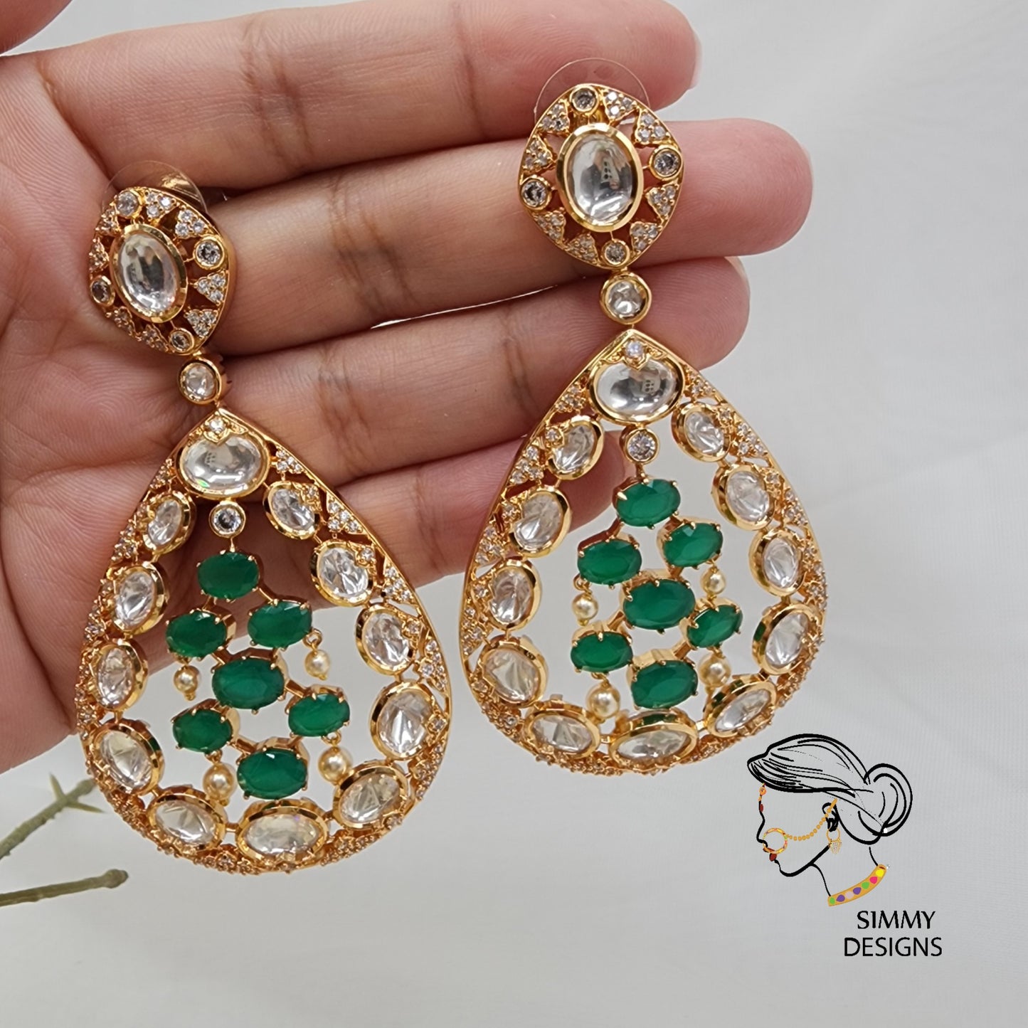 Ridha gold plated kundan Earings(many colors)