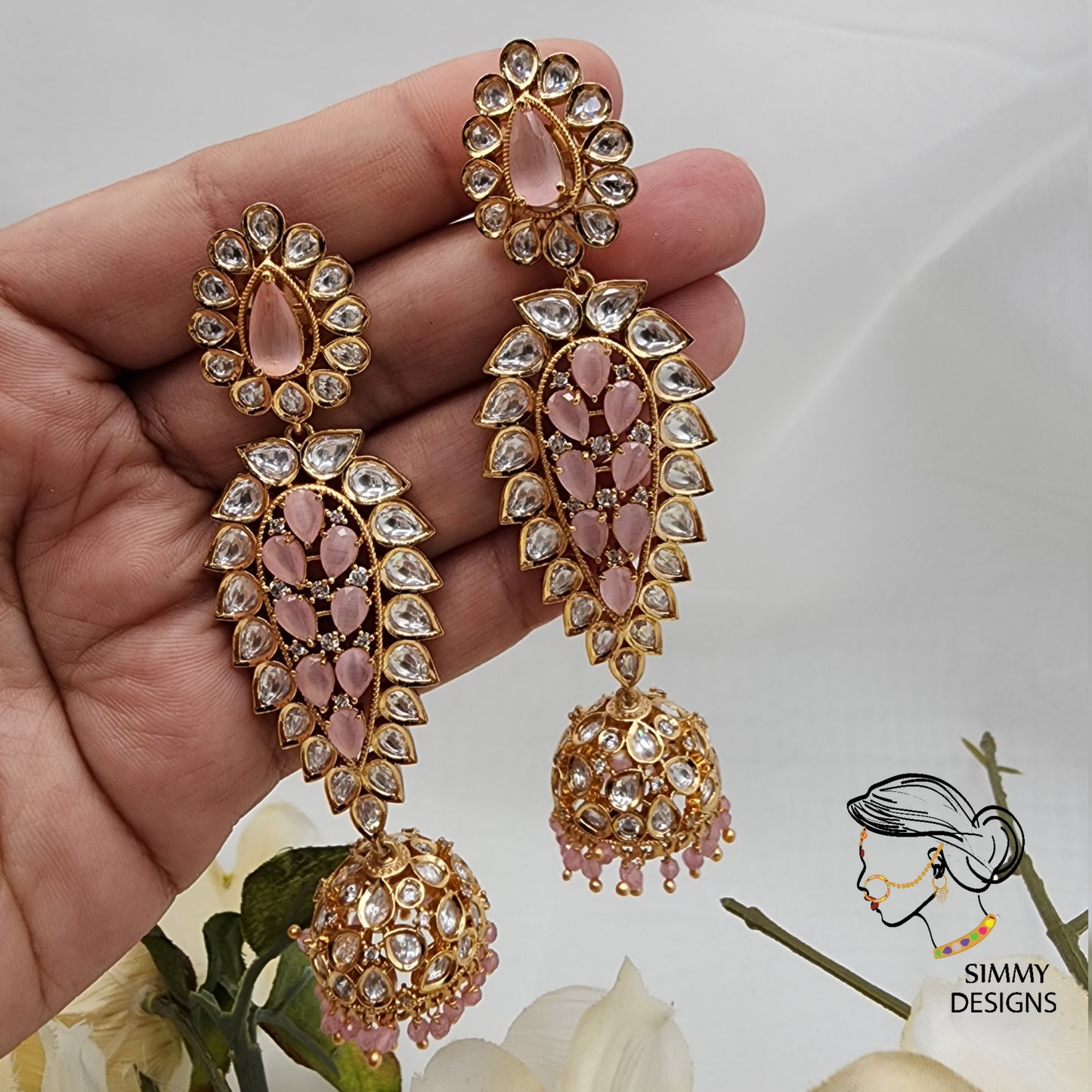 Divya gold plated kundan earrings