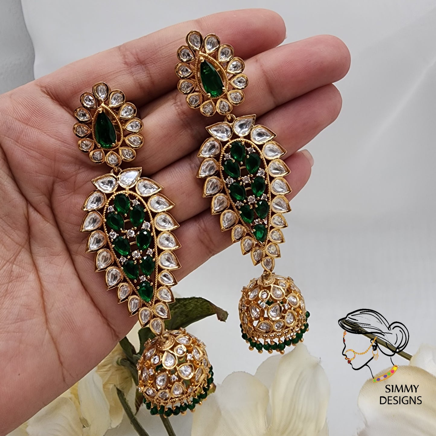 Divya gold plated kundan earrings