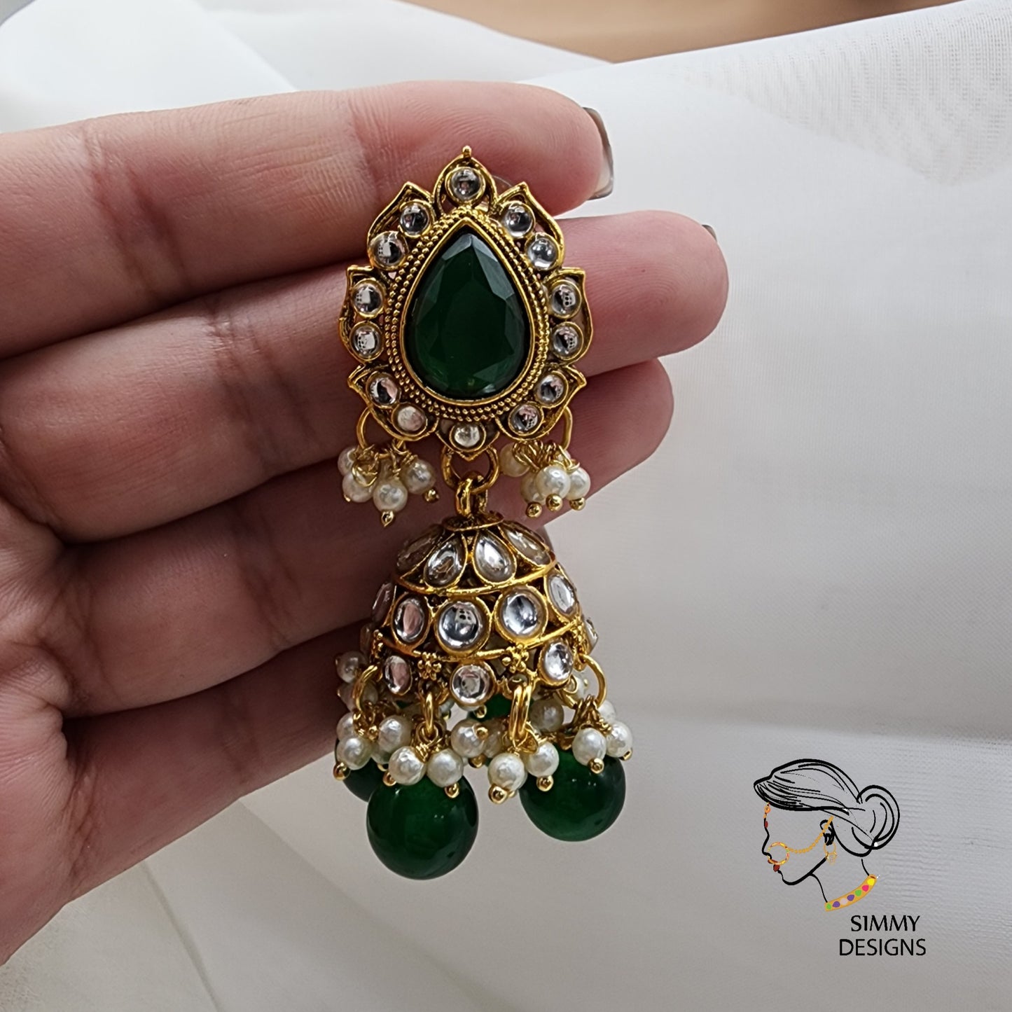 Imara kundan set green