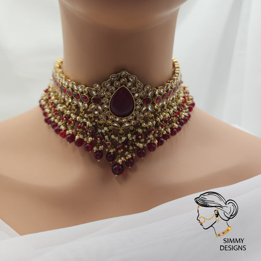 Haseena choker set (Maroon)