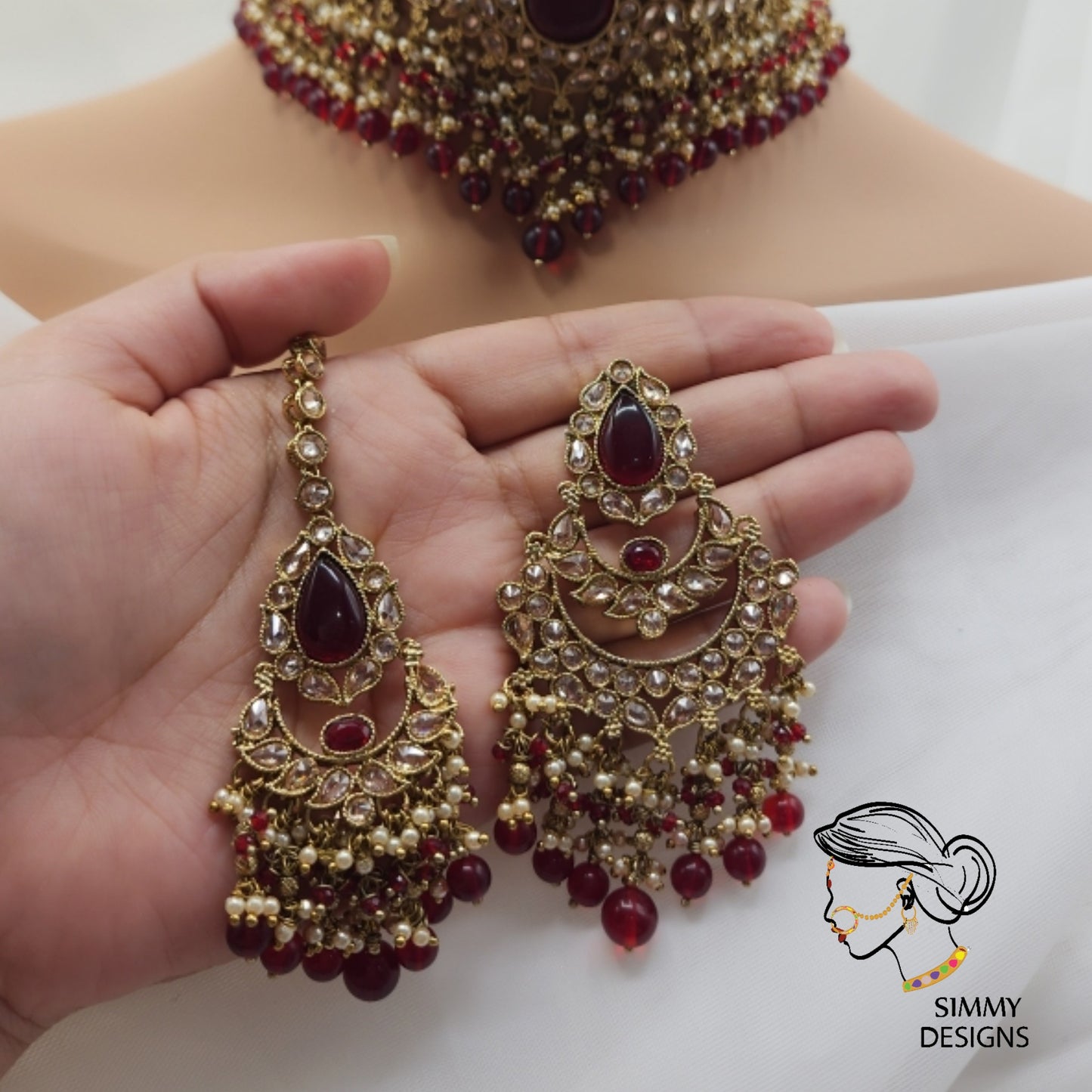 Haseena choker set (Maroon)