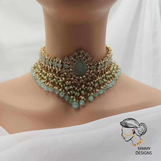 Haseena choker set (Mint/Sea green)