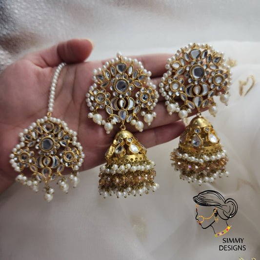 Shabana thapa kundan Earrings and tikka set