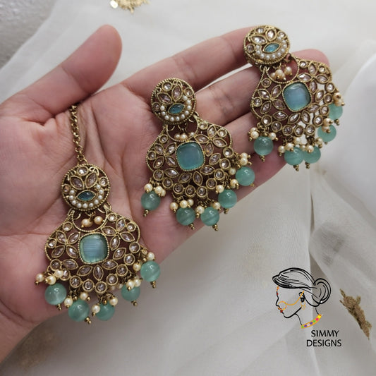 Farida Earrings and tikka set (many colors)