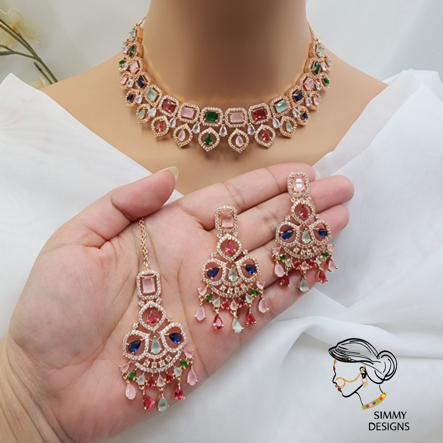 Sakshi ad necklace set (Multicolor)