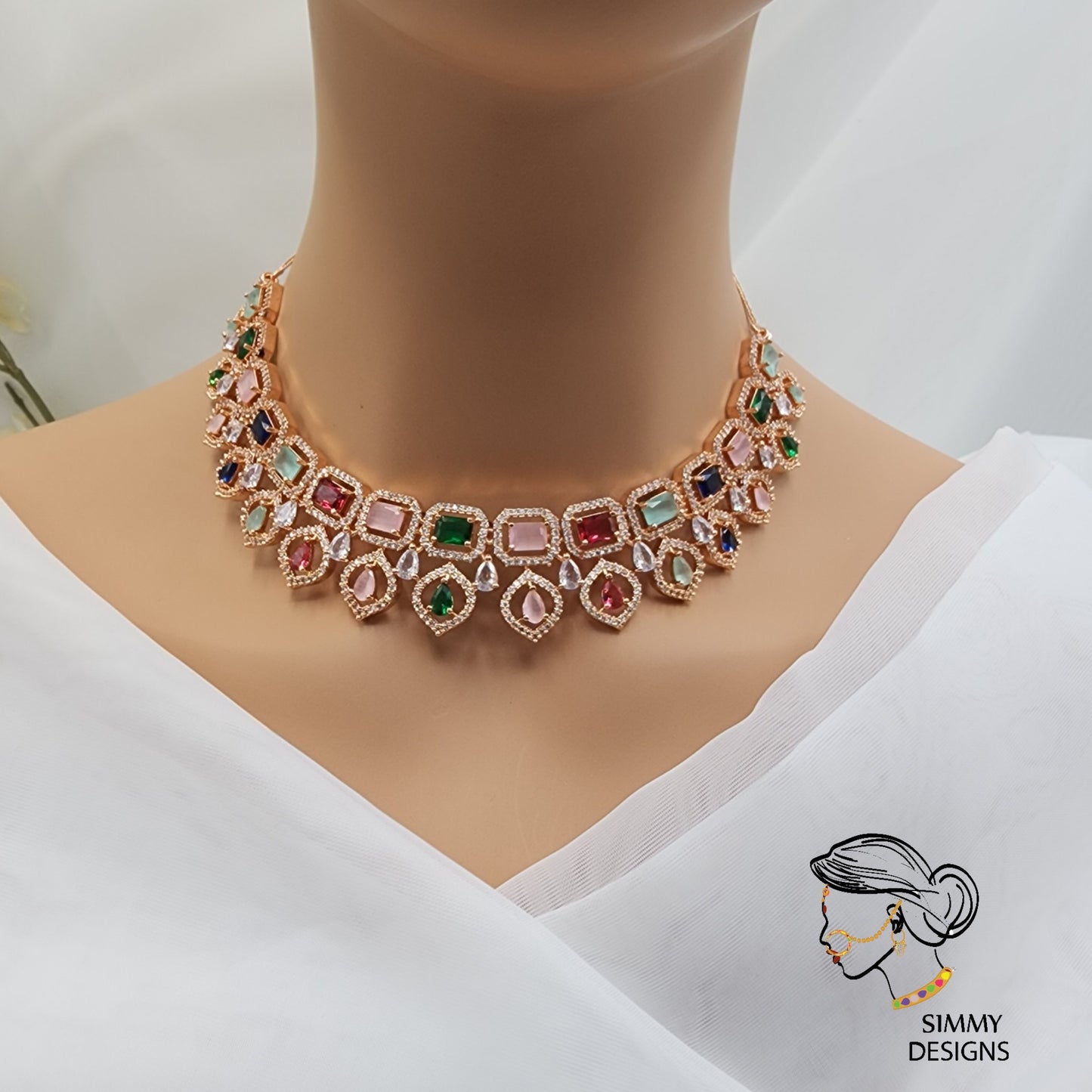 Sakshi ad necklace set (Multicolor)