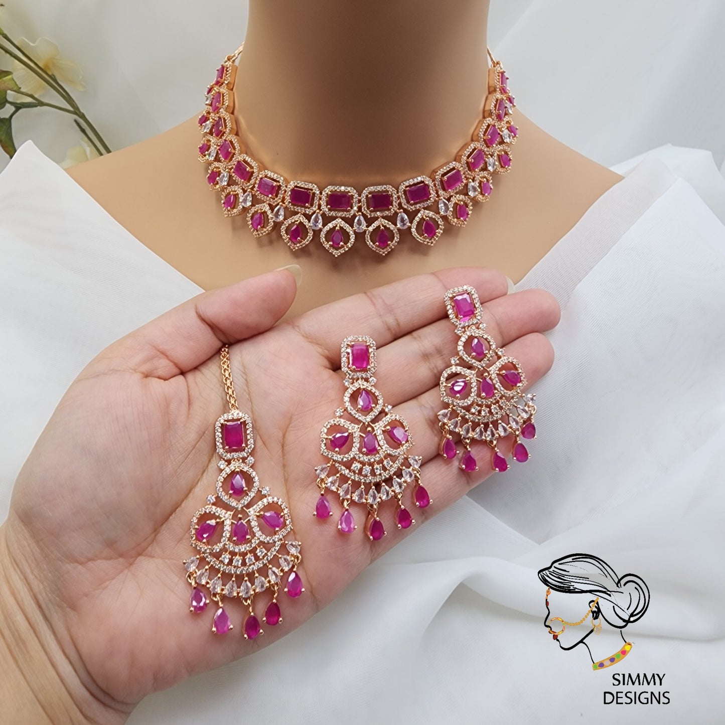 Sakshi ad necklace set(Ruby)