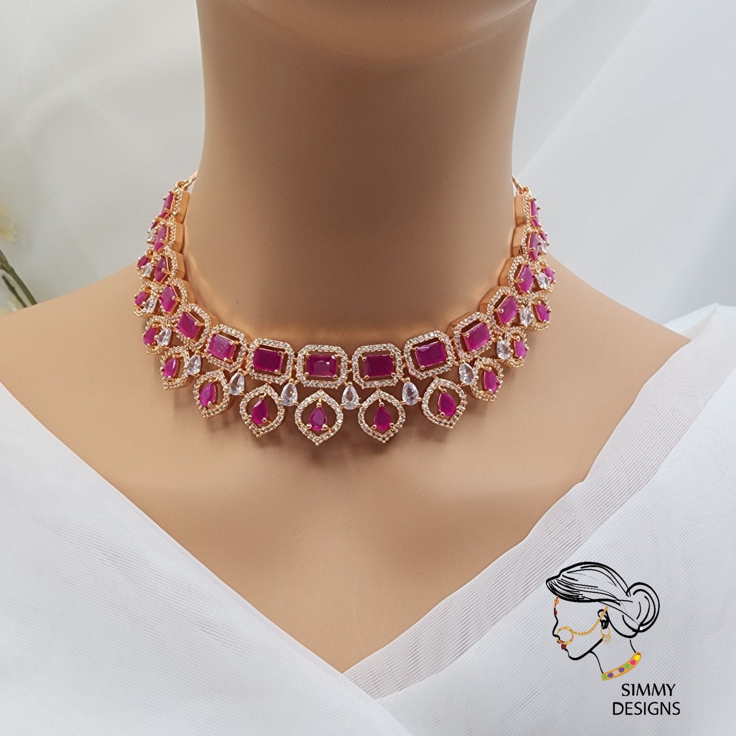 Sakshi ad necklace set(Ruby)