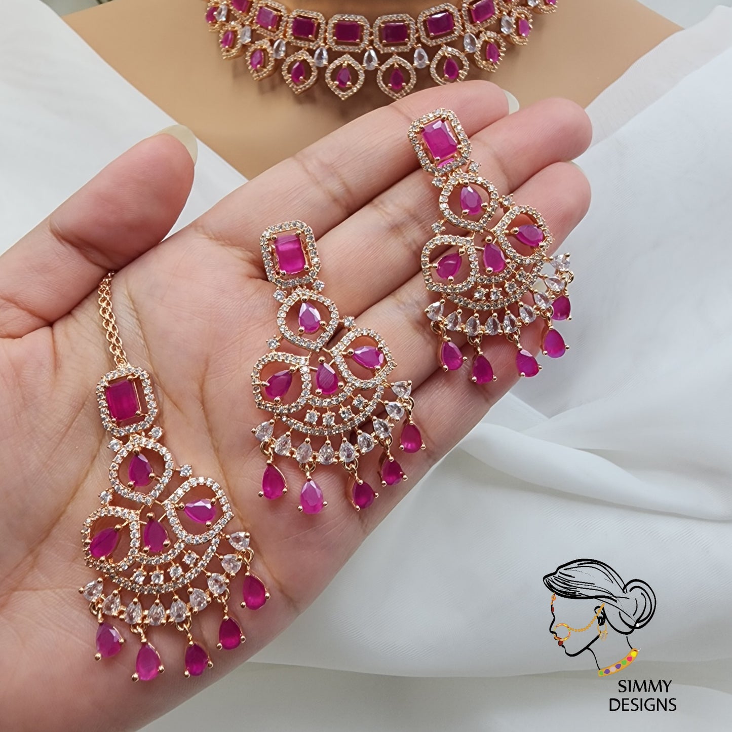 Sakshi ad necklace set(Ruby)