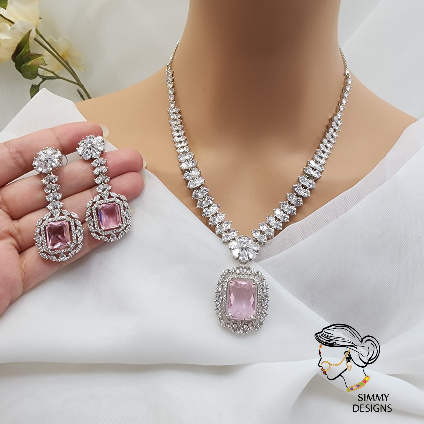 Muskaan necklace set(pink)