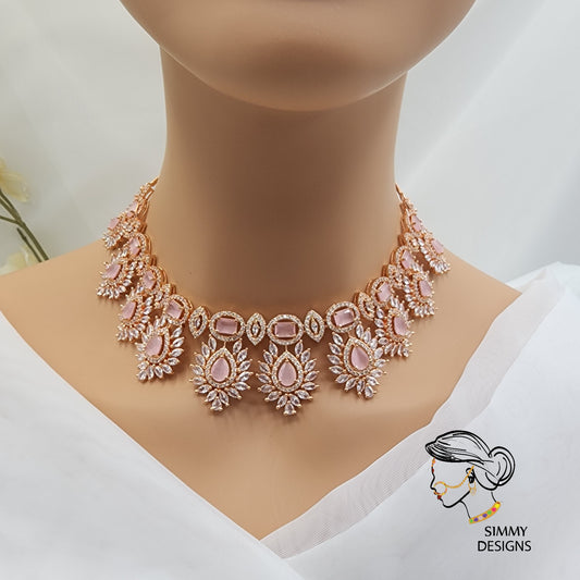 Zeenat ad necklace set (pink)