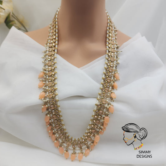 Yumna long mala set (peach)