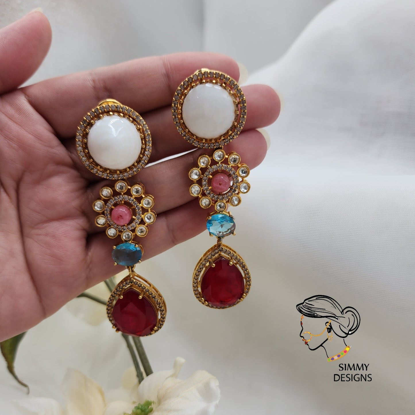 Nazma kundan Earrings(many colors)