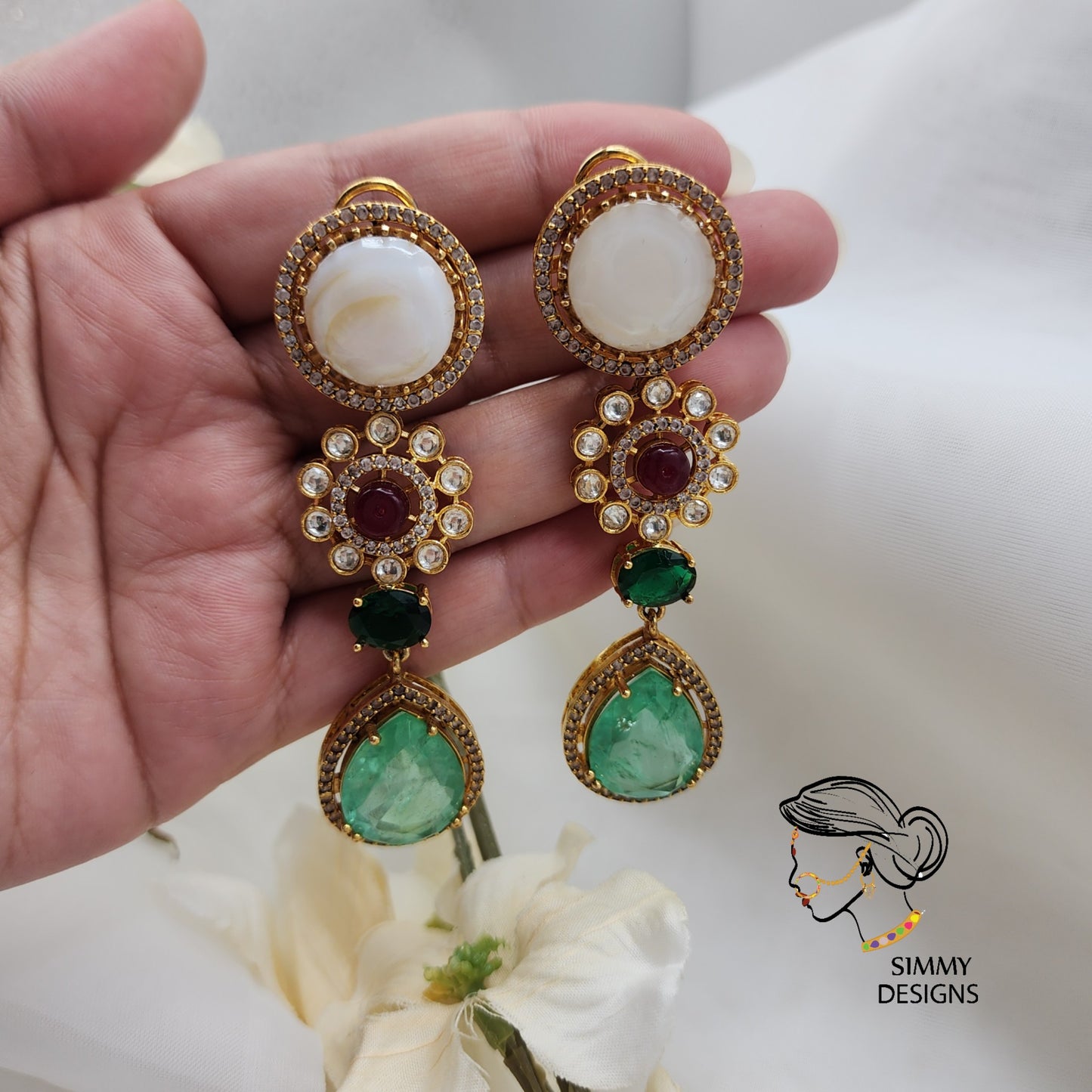 Nazma kundan Earrings(many colors)