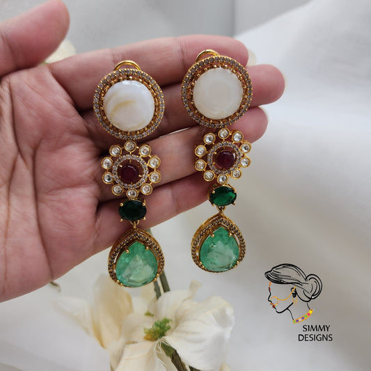 Nazma kundan Earrings(many colors)