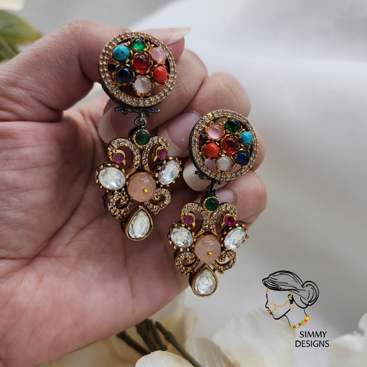 Heena kundan Earrings (many colors)