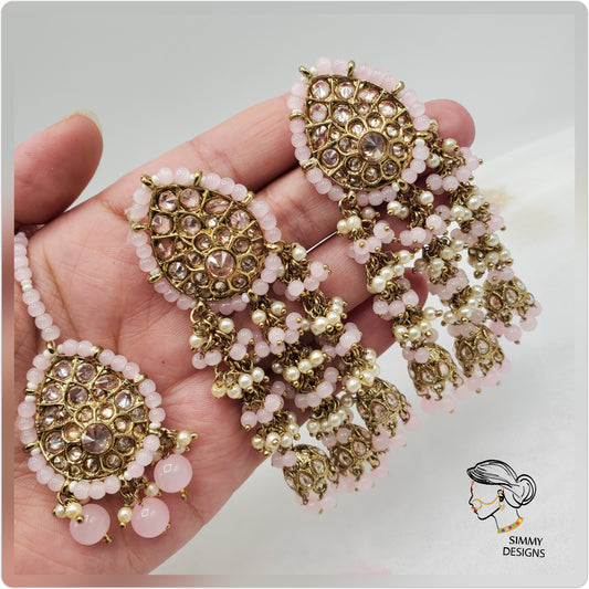 Abira polki earrings and tikka set