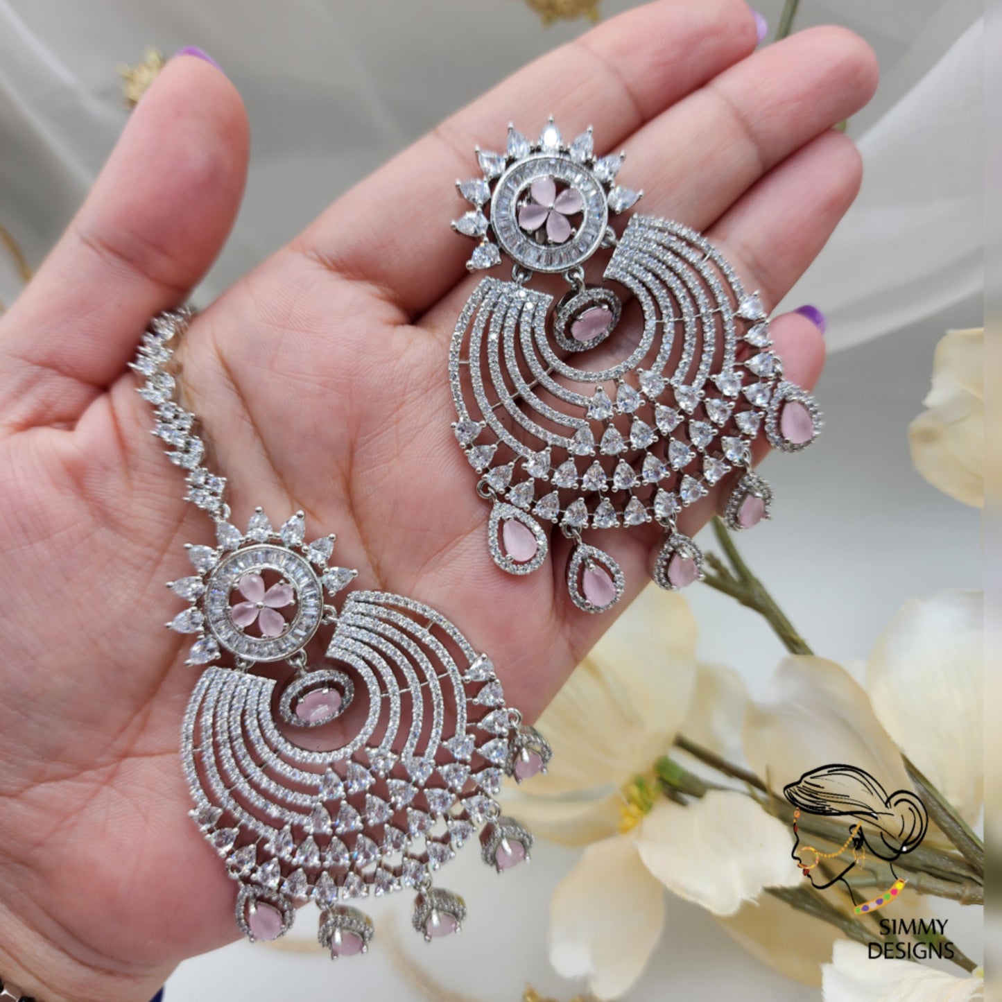 Nidhi AD Earrings with tikka set