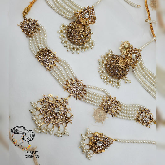 Gold plated pearl set made in Pakistan